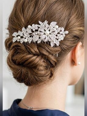 Rhinestone crystal bridal hair comb wedding prom bride updo